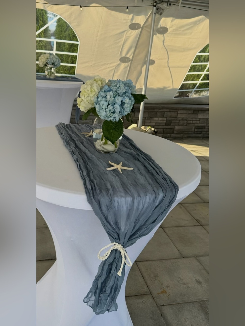 Dusty Blue Cheesecloth Table Runner - Set - Picture 4 of 4